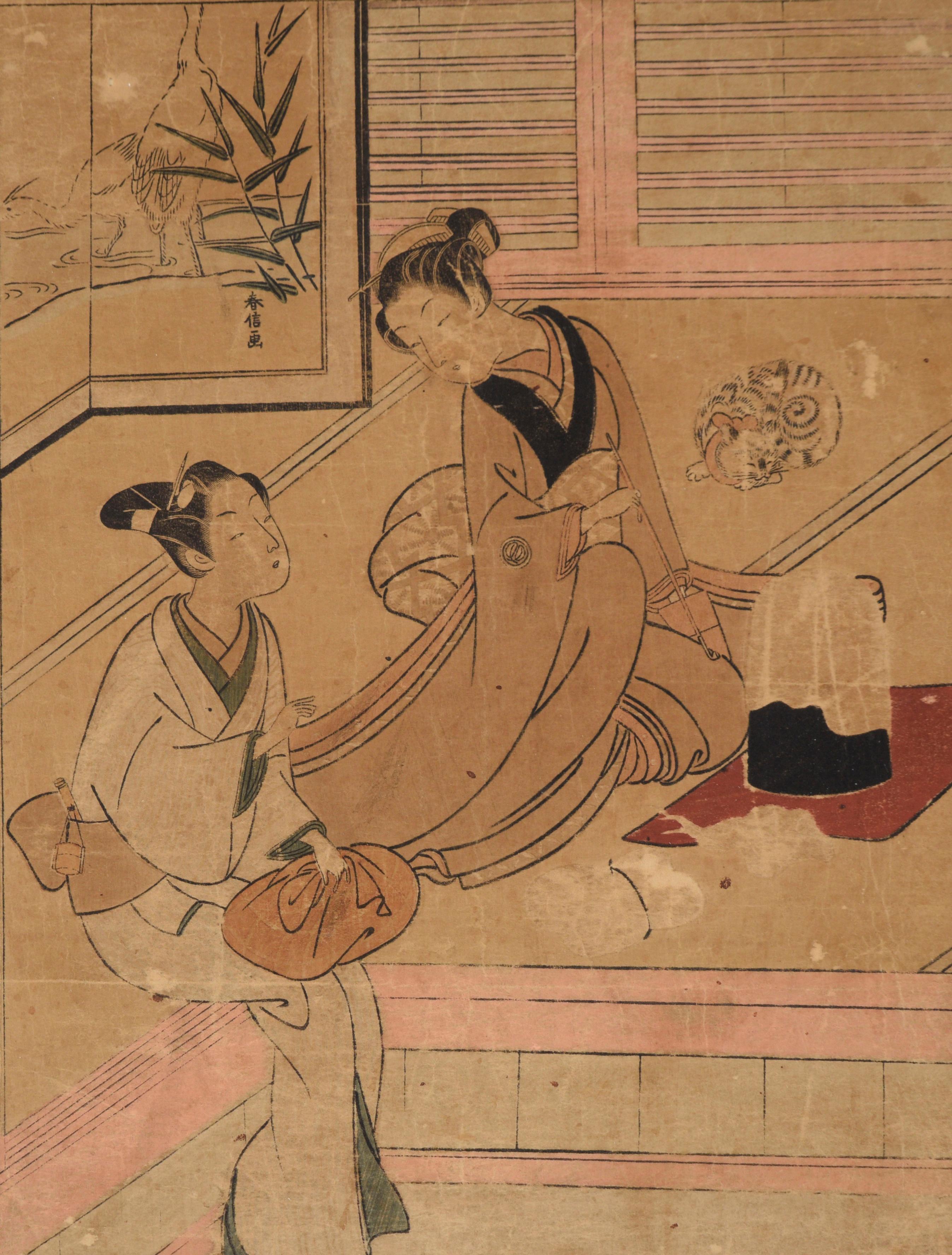 Stampa originale giapponese su blocco di legno - Print Edo di Suzuki Harunobu