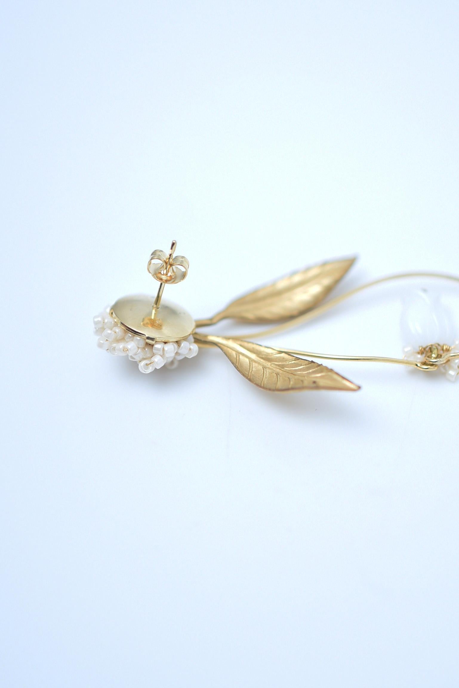 Artisan suzuran bouquet earring / vintage jewelry , 1970's vintage parts For Sale