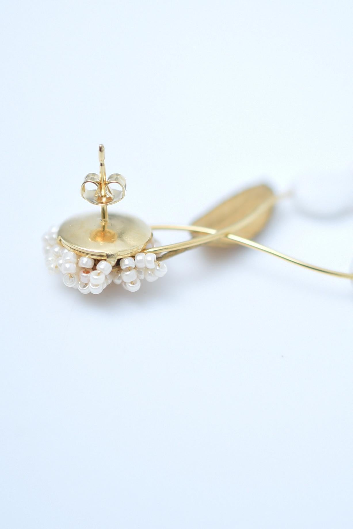 Artisan suzuran earring /  vintage jewelry , 1970's vintage parts For Sale