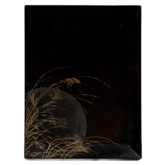 Suzuribak oder Schreibkasten mit einer Mondaufgangslandschaft verziert