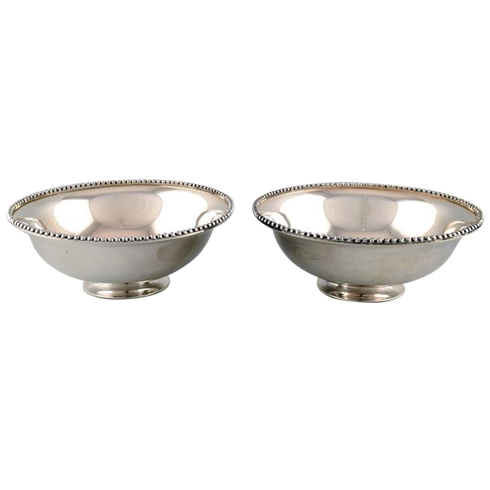 Suzuyo, a Pair of Japanese Silver Bowls with Beaded Border, Sterling Silver