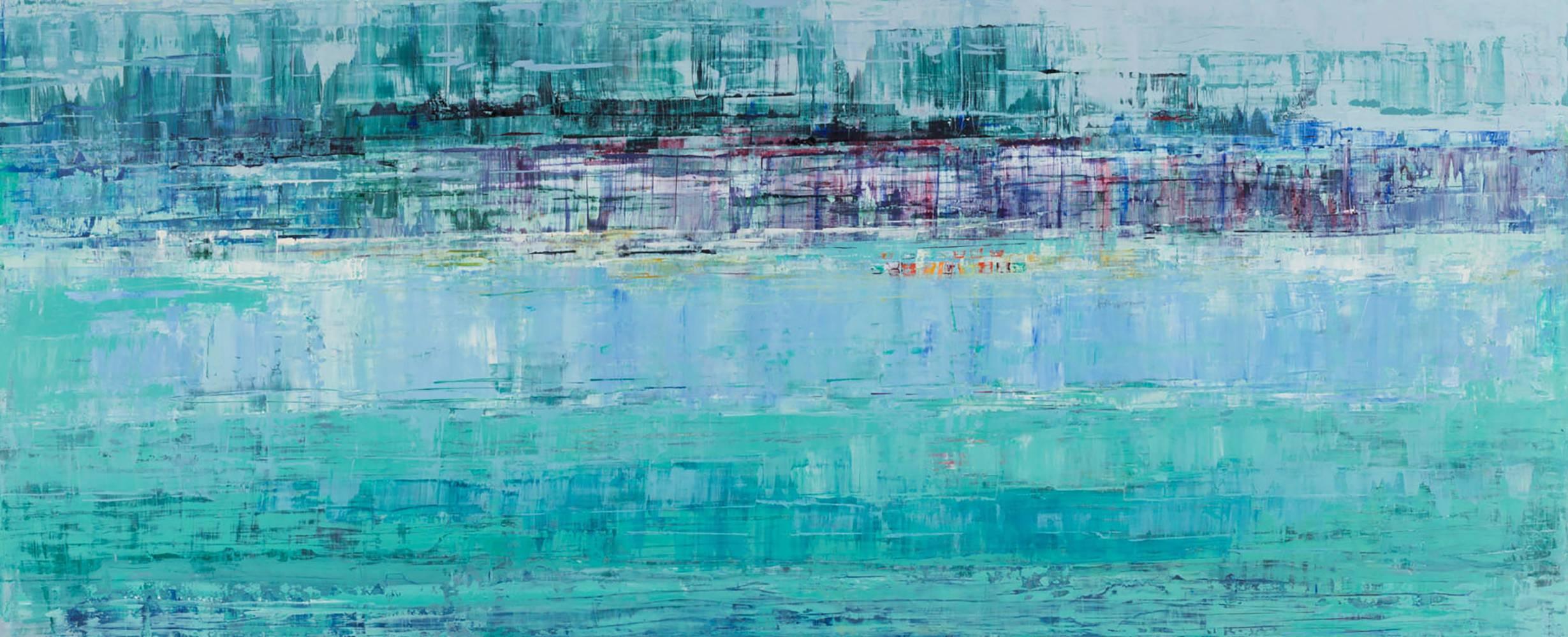 Suzy Barnard Abstract Painting - LAVENDER'S GREEN