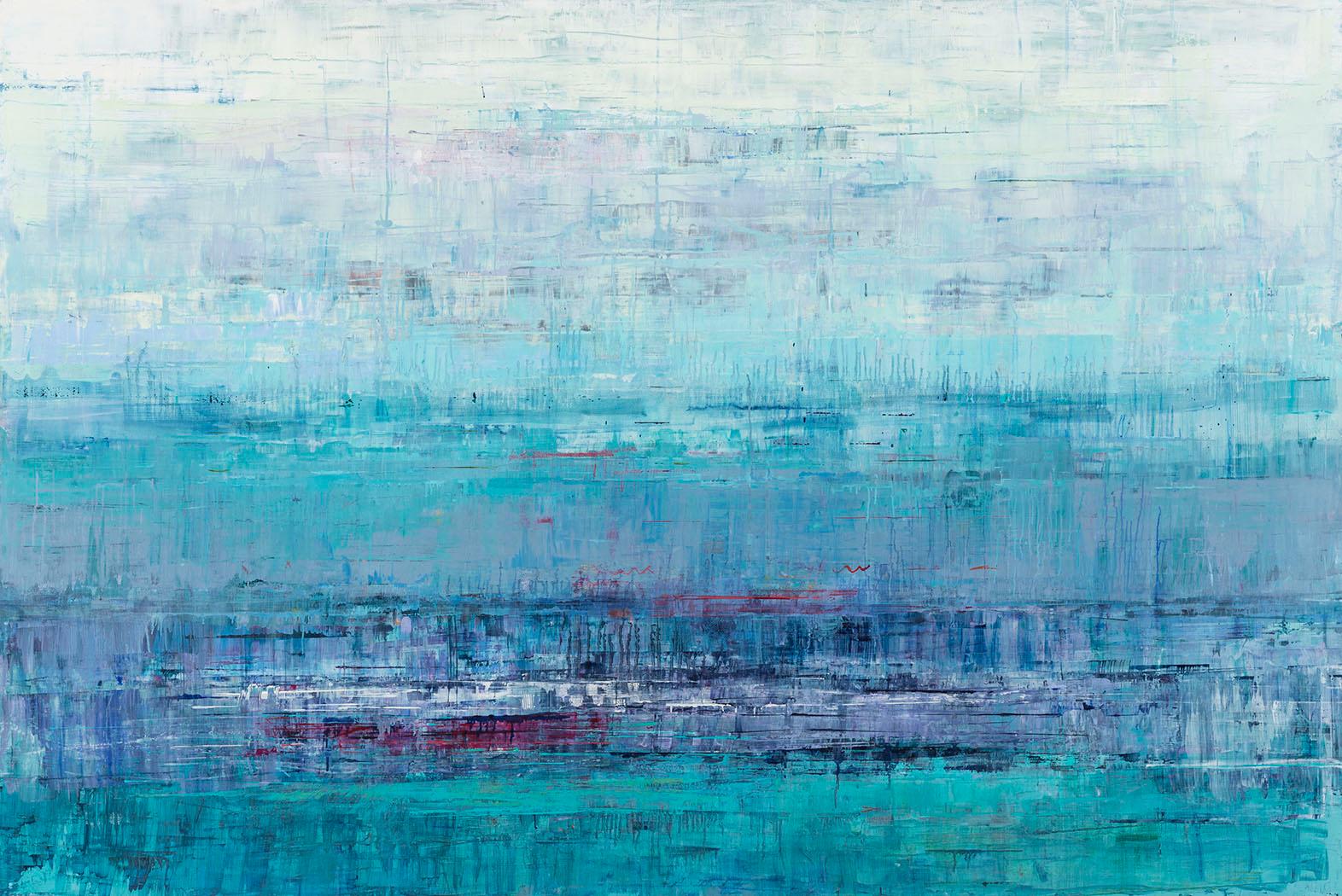 Suzy Barnard Abstract Painting - Teal and Lavender Grey