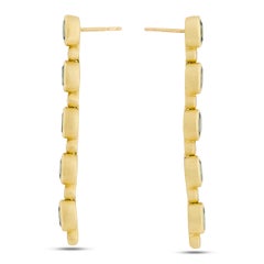 Suzy Landa 18K Yellow Gold Aquamarine and Diamond Dangle Satin Polish Earrings