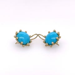 Suzy Landa Sleeping Beauty Turquoise & Diamond Earrings