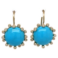 Suzy Landa Sleeping Beauty Turquoise & Diamond Earrings