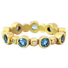 Suzy Landa Tourmaline and Diamond 18K Yellow Gold Eternity Band