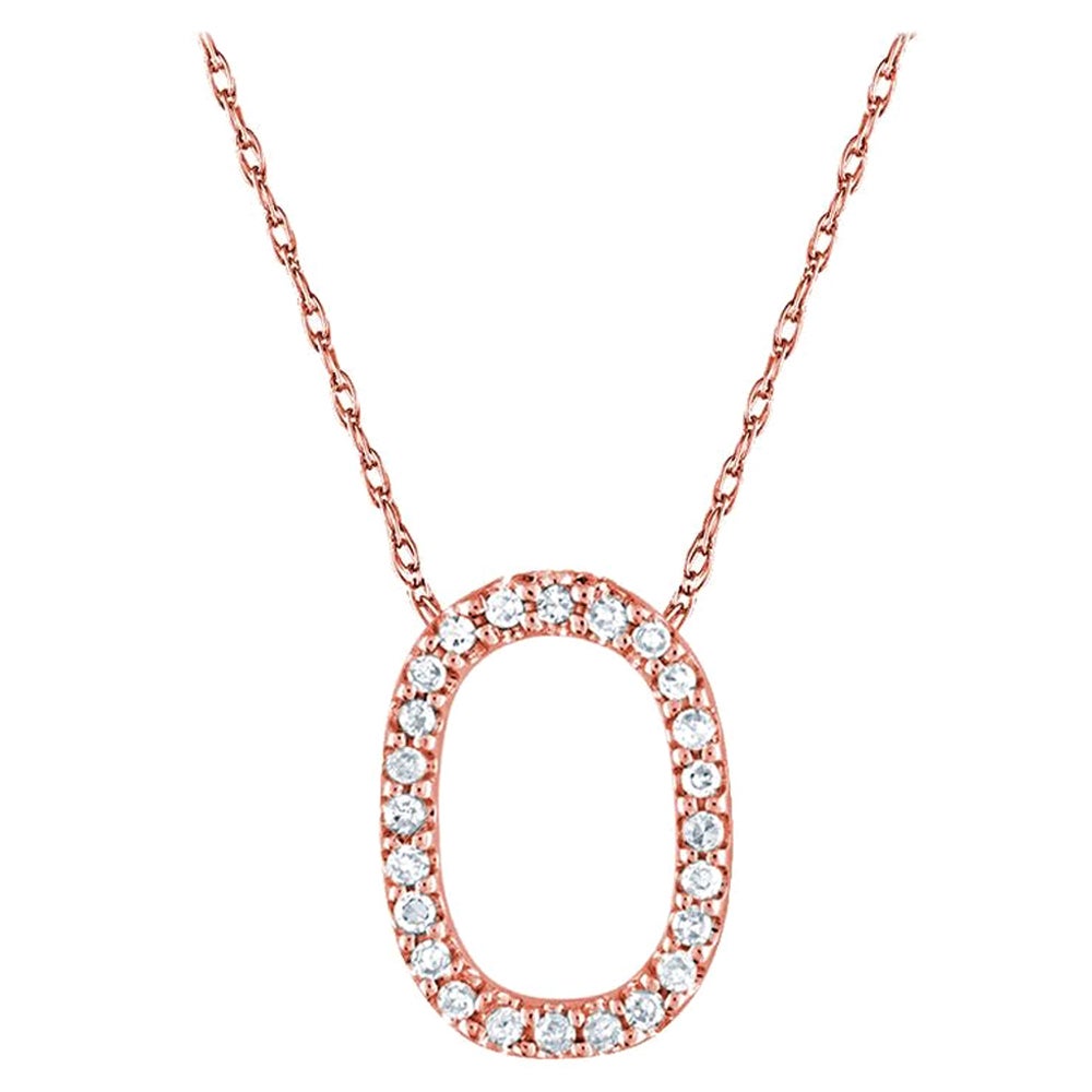 Suzy Levian Collier initial lettres en or rose 14 carats avec diamants blancs de 0,10 carat