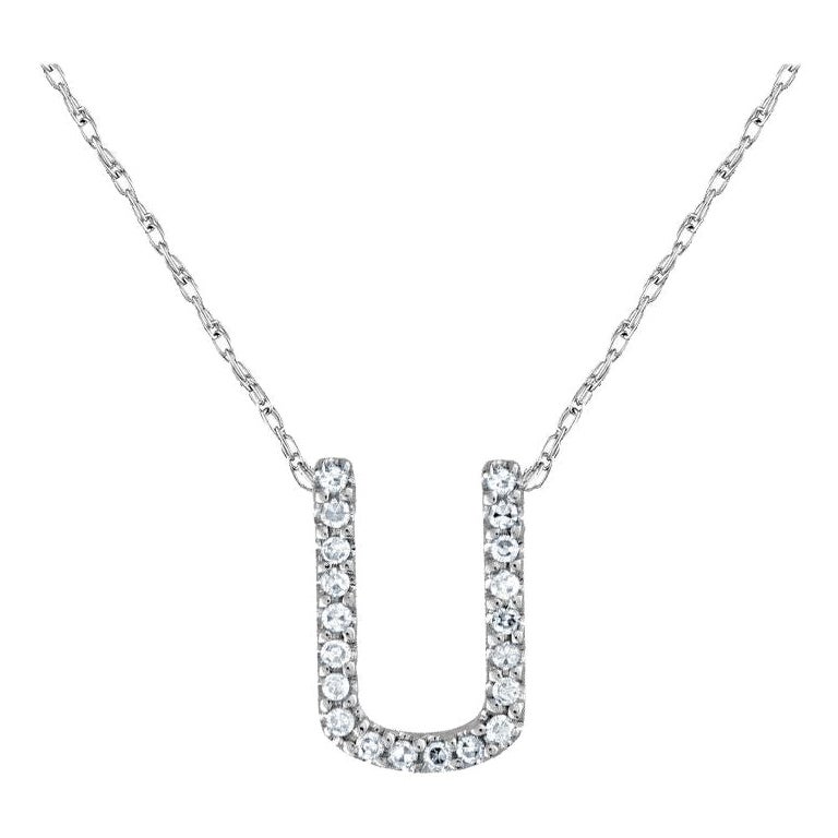 Suzy Levian, collier initial lettre en or blanc 14 carats avec diamants blancs de 0,10 carat