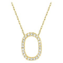 Suzy Levian 0.10 Carat White Diamond 14K Yellow Gold Letter Initial Necklace, O