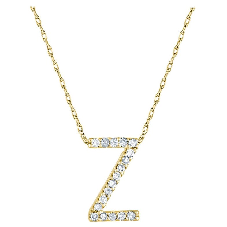 Suzy Levian, collana con iniziali di lettere in oro giallo 14K con diamante bianco da 0.10 carati, Z