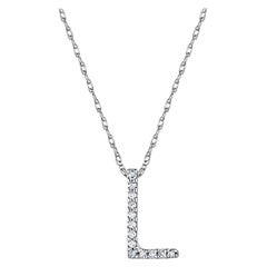 Suzy Levian 0,10 Diamante Blanco 14K Oro Blanco Colgante Collar Letra Inicial, L