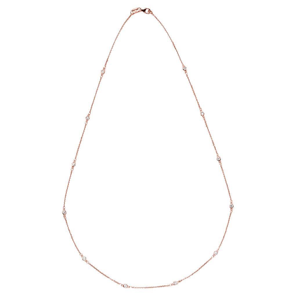 Suzy Levian 0.33 Carat TDW 14K Rose Gold Bezel Diamond Station Necklace