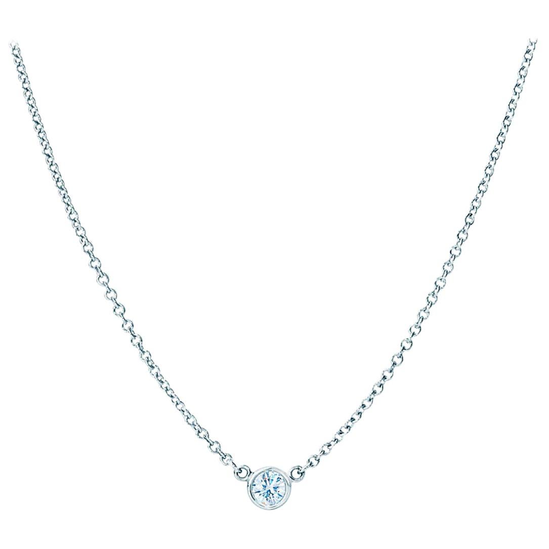 Suzy Levian 14 Karat Gold 0.15 Carat Round White Diamond Solitaire Necklace