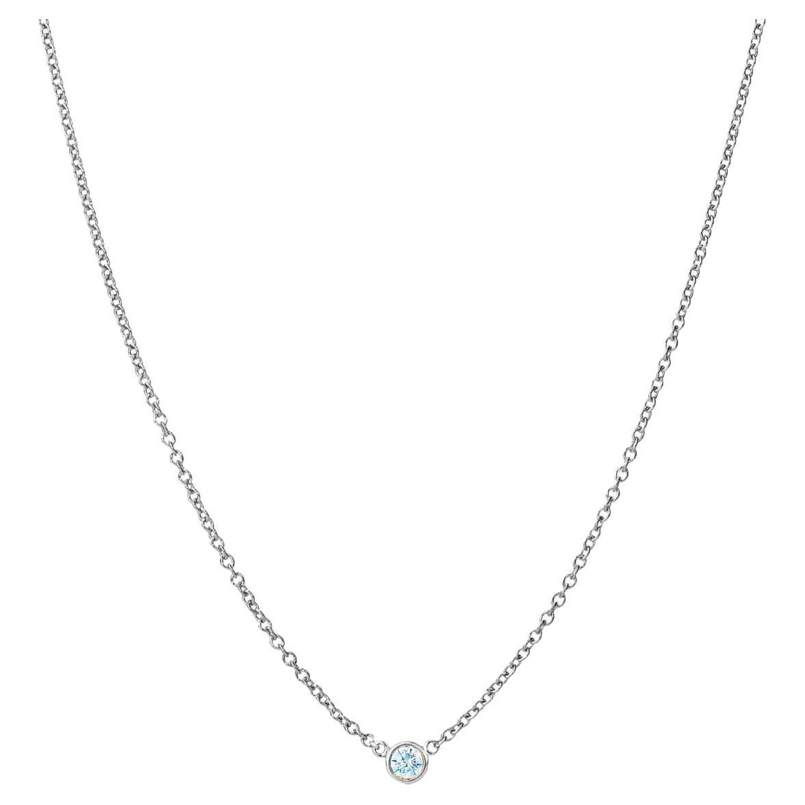 Suzy Levian 0.15 Carat Round White Diamond 14 Karat Gold Solitaire Necklace For Sale