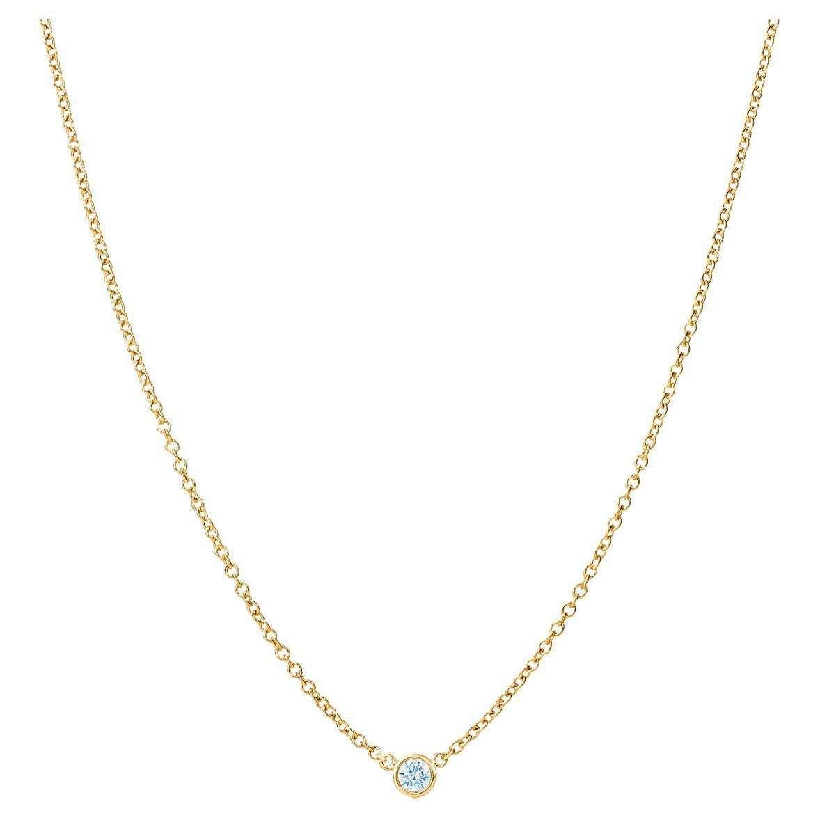 Suzy Levian 0.15 Carat Round White Diamond 14 Karat Gold Solitaire Necklace