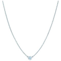 Suzy Levian 14 Karat Gold 0.25 Carat Round White Diamond Solitaire Necklace