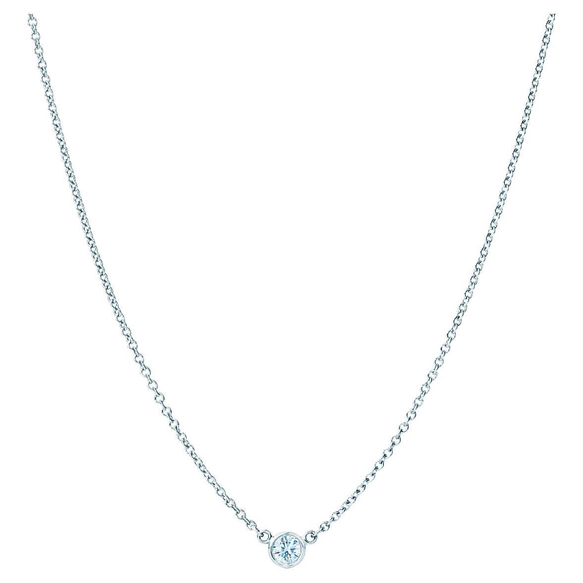 Suzy Levian 0.25 Carat Round White Diamond 14 Karat Gold Solitaire Necklace For Sale