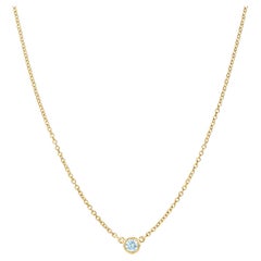 Suzy Levian 0.25 Carat Round White Diamond 14 Karat Gold Solitaire Necklace