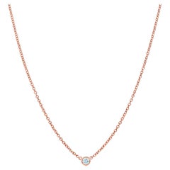 Suzy Levian 0.15 Carat Round White Diamond 14 Karat Rose Gold Solitaire Necklace