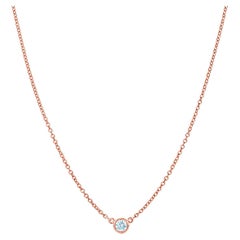 Suzy Levian Solitär-Halskette aus 14 Karat Roségold mit 0,25 Karat runden weißen Diamanten