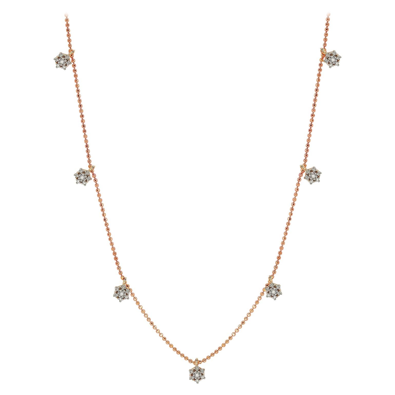 Suzy Levian Collier station de fleurs en or rose 14 carats et diamants blancs