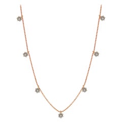 Suzy Levian Collier station de fleurs en or rose 14 carats et diamants blancs