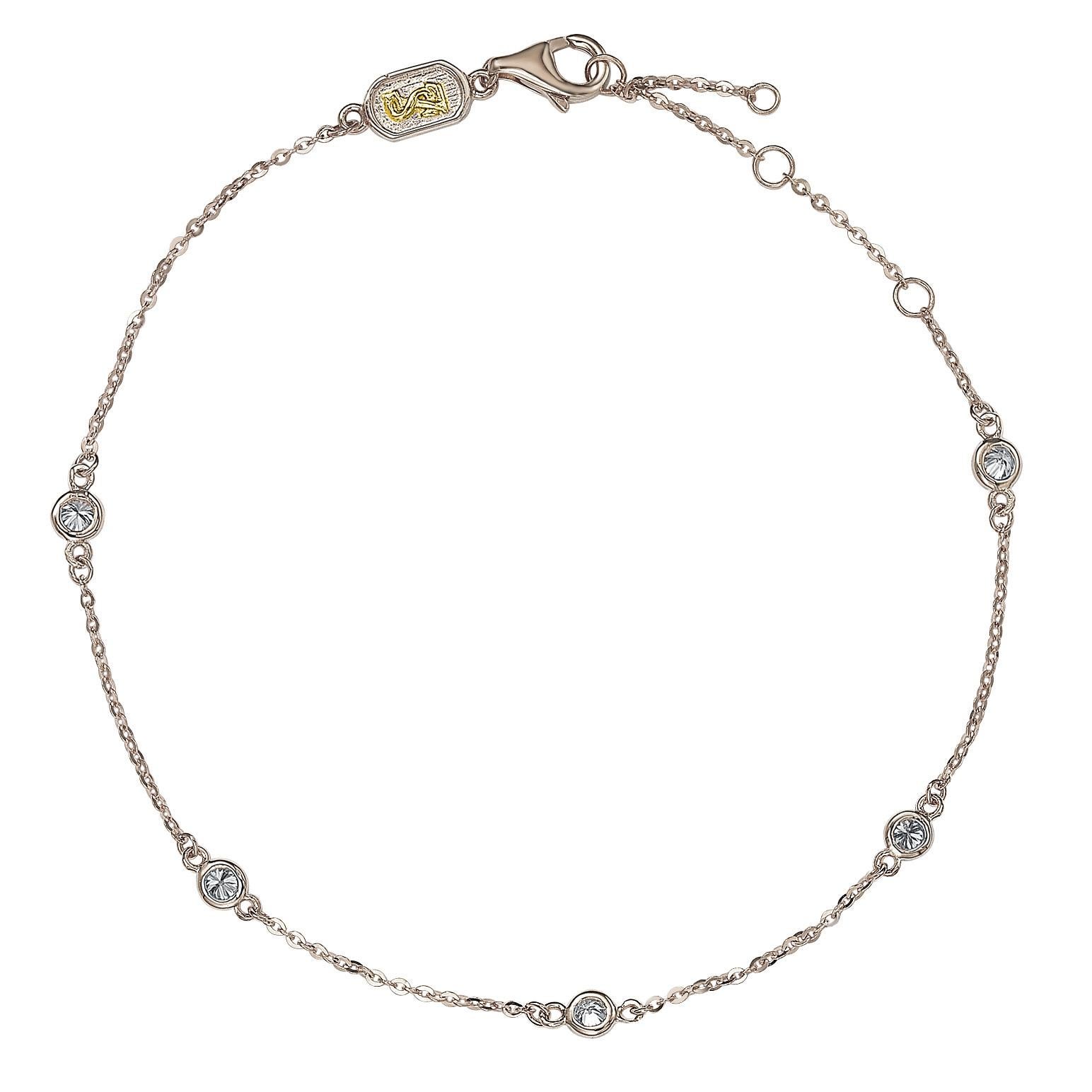 Round Cut Suzy Levian 0.25 Carat Round Diamond 14 Karat White Gold Chain Bracelet For Sale