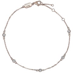 Suzy Levian Bracelet à chaîne en or blanc 14 carats avec diamants ronds de 0,25 carat