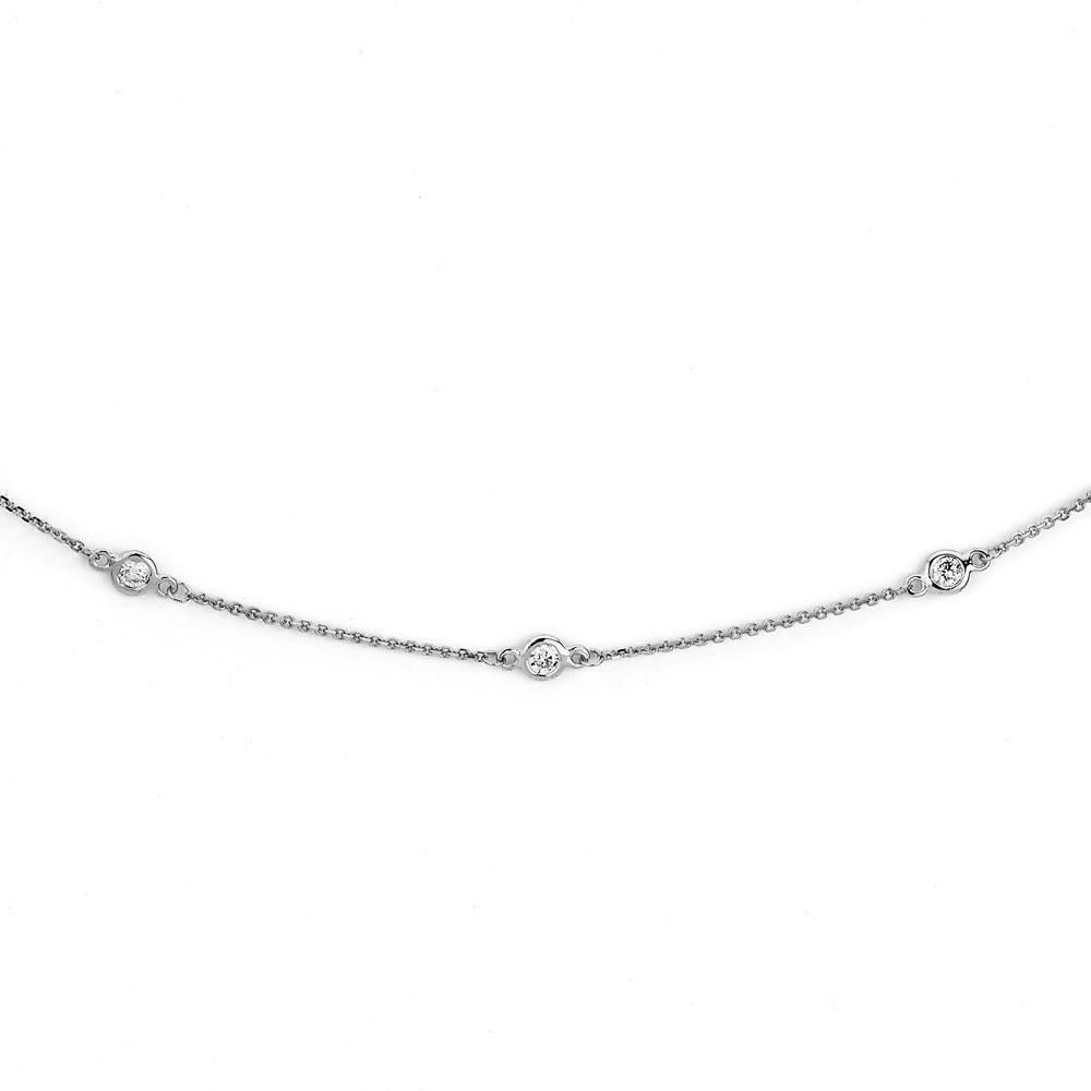 This timeless and elegant Suzy Levian necklace is made of 14k white gold. The chain accentuated with twelve glittering diamonds for a charming look and a lobster claw clasp for secure fit.
Suzy Levian is a guarantee brand for quality materials,