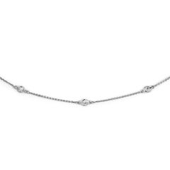 Suzy Levian 1.00 Carat Round Diamond 14 Karat White Gold Station Necklace