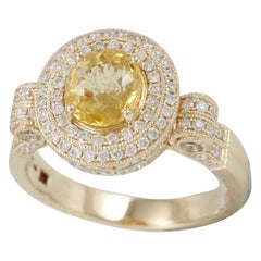 Suzy Levian 14 Karat Gelbgold Gelber Oval Saphir und Diamant Ring