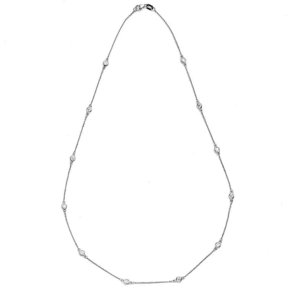 Contemporary Suzy Levian 14K Gold 0.40 Carat Diamond by the Yard Station Necklace For Sale