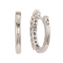 Suzy Levian 14K Gold 1.40 CTTW Diamond Huggie Hoop Earrings