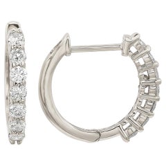 Suzy Levian 14K Gold 1.40 CTTW Diamond Huggie Hoop Earrings