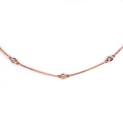 Suzy Levian 0.10 Carat White Diamond 14K Rose Gold Station Chain Bracelet