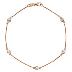 Suzy Levian Bracelet à chaîne station en or rose 14 carats avec diamants blancs de 0,10 carat