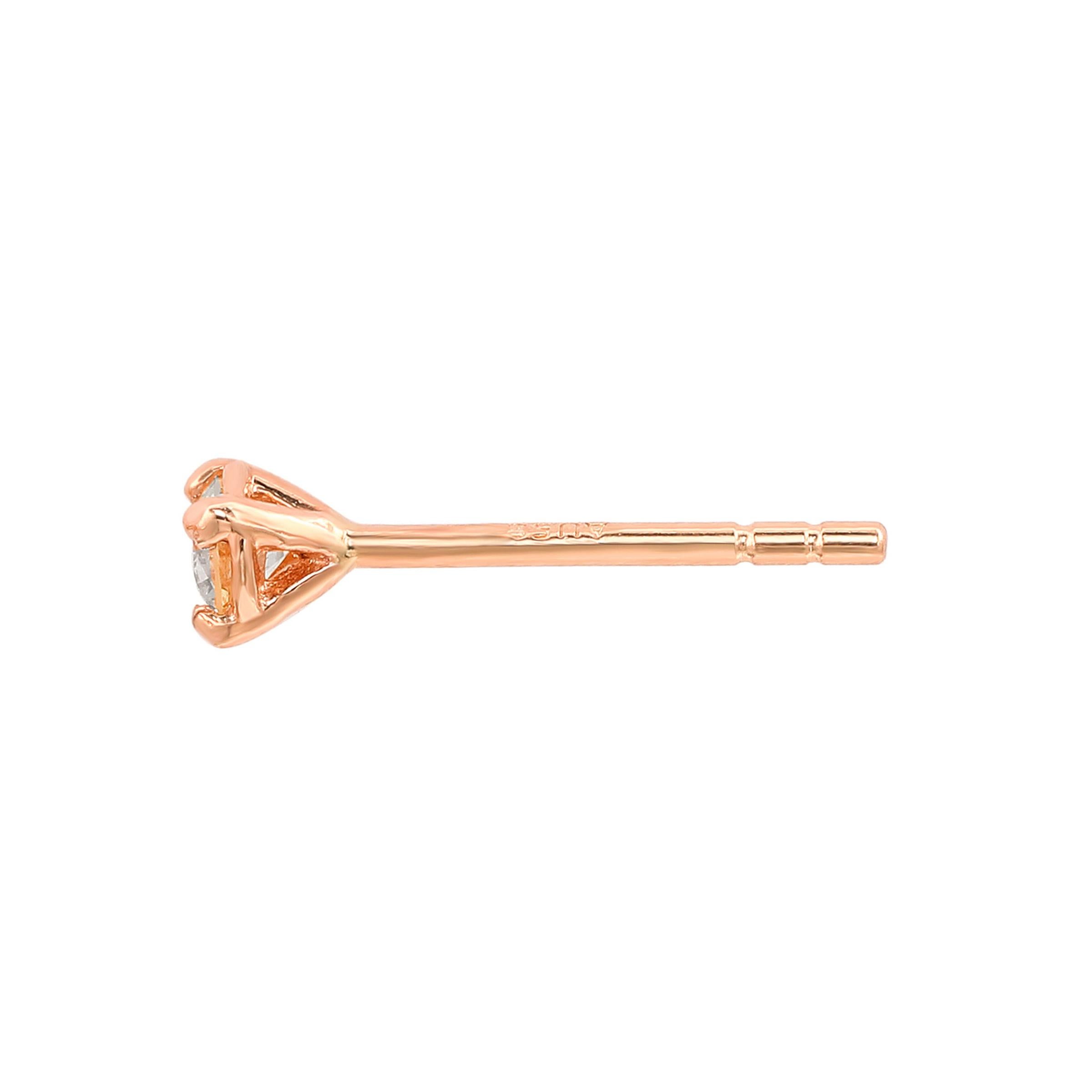 Perfect as a second or third piercing. Add an elegant accent to your outfit with this sparkling stud earring featuring one gorgeous white diamond in a prong setting. Crafted in 14-karat rose gold, this earring has a high polish finish and butterfly