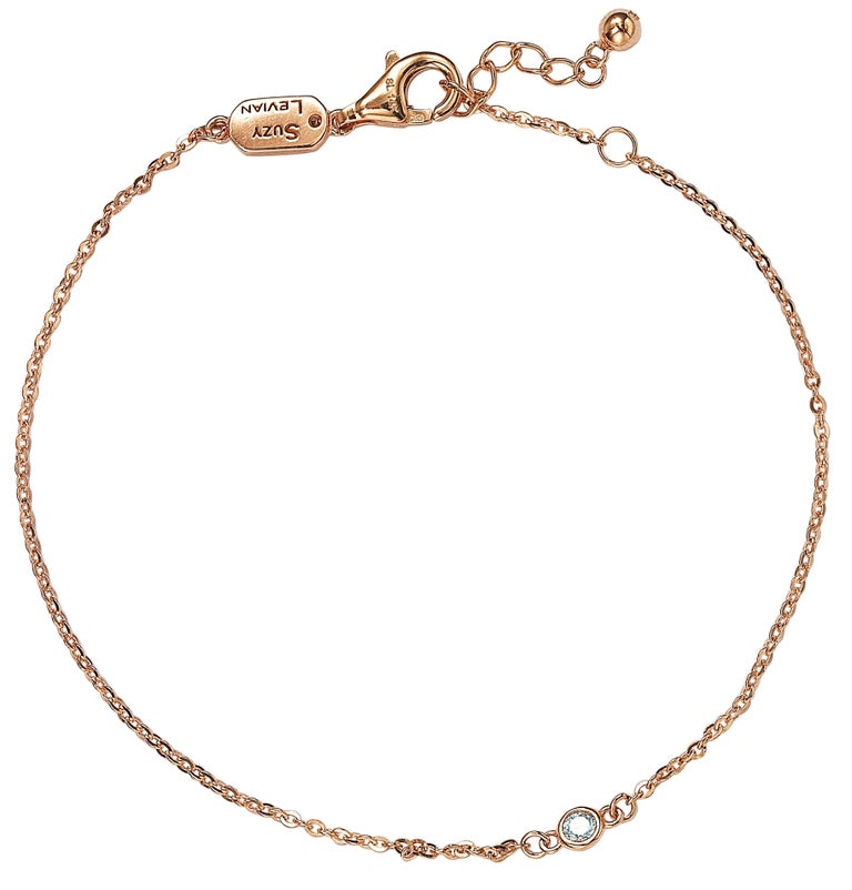 Suzy Levian 14K Rose Gold 0.15 Carat White Diamond Solitaire Bracelet ...