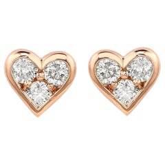 Suzy Levian, boucles d'oreilles cœur en or rose 14 carats avec diamants 0,30 ctTW