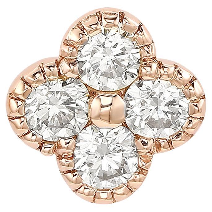 Suzy Levian clous d'oreilles trèfle en or rose 14 carats avec diamants 0,35 carat poids total en vente