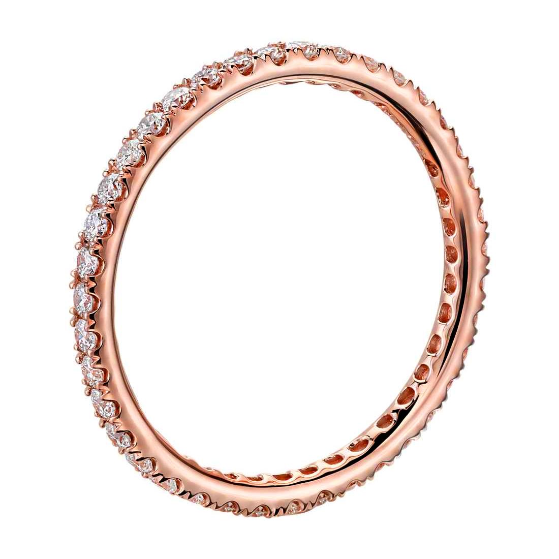 Radiant round-cut diamonds sparkle along the entire band of this wedding band ring, lending dazzle to your reminder of commitment. Designed by Suzy Levian, this 14k rose gold eternity ring features a high polish finish. Adorn your hand or the hand
