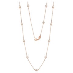 Suzy Levian 14K Rose Gold 0.80 TDW Bezel Diamond Station Necklace