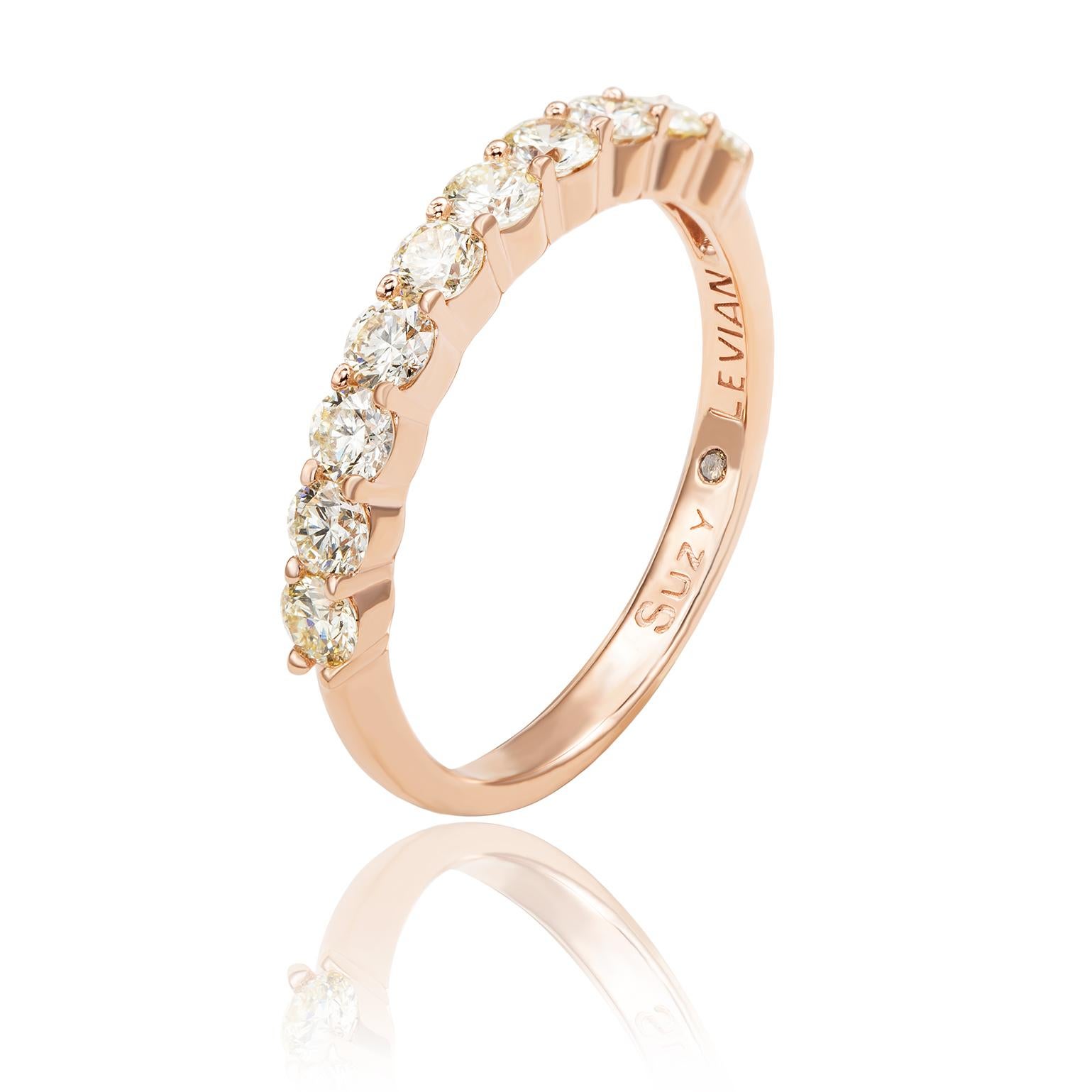 Contemporary Suzy Levian 14K Rose Gold 1 cttw Diamond Eternity Half Band For Sale