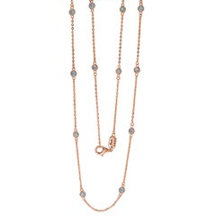 Suzy Levian 14 Karat Rose Gold 1.00 Carat Round Diamond Station Necklace