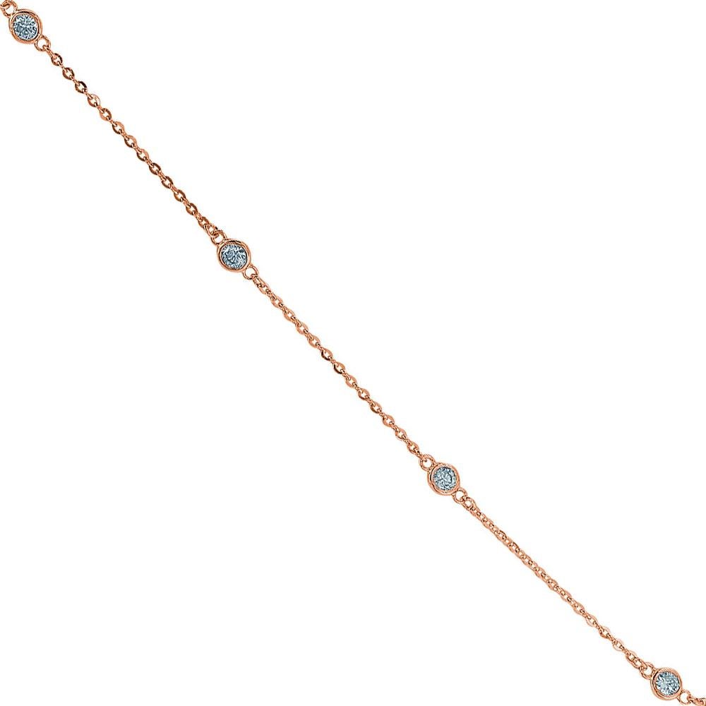 Suzy Levian - Collana con diamanti tondi da 1,00 carati in oro rosa 14 carati In condizioni Nuovo in vendita a Great Neck, NY