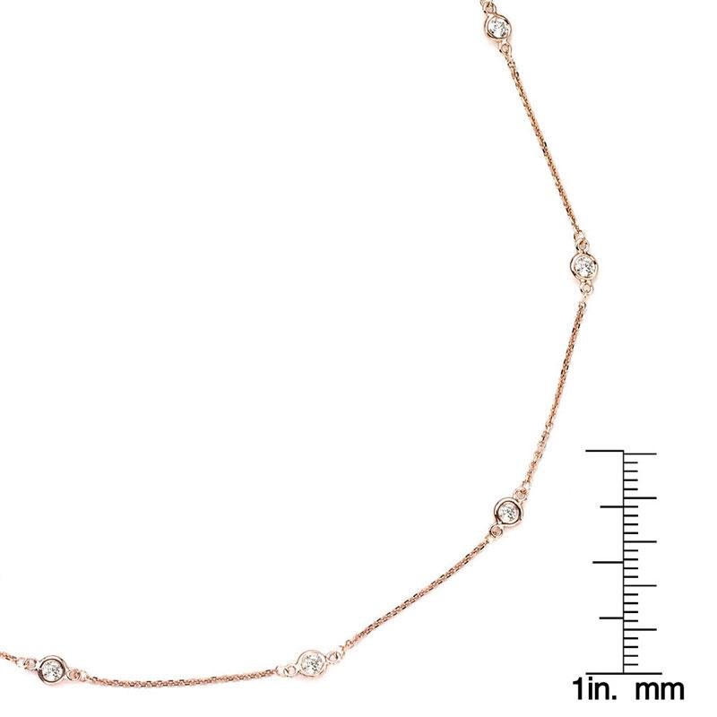 This elegant necklace is available in your choice of stunning 14k white, yellow or rose gold. The chain accentuated with twelve glittering diamonds for a charming look and a lobster claw clasp for secure fit.

White Diamonds
Diamonds: 12
Diamond