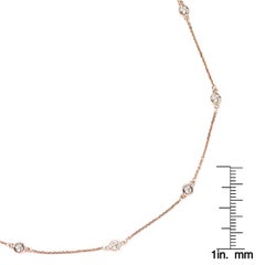 Suzy Levian 14K Rose Gold 1.33 Carat White Diamond Station Necklace