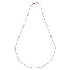 Suzy Levian, Station-Halskette, 14 Karat Roségold 1,33 Karat weißer Diamant