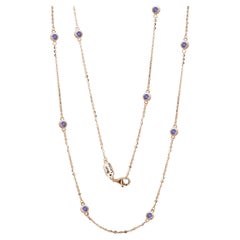 Suzy Levian 14K Rose Gold 1.50 CTTW Tanzanite Station Necklace